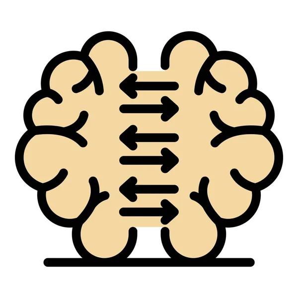 Hersenen vreemde taal studie pictogram kleur omtrek vector — Stockvector