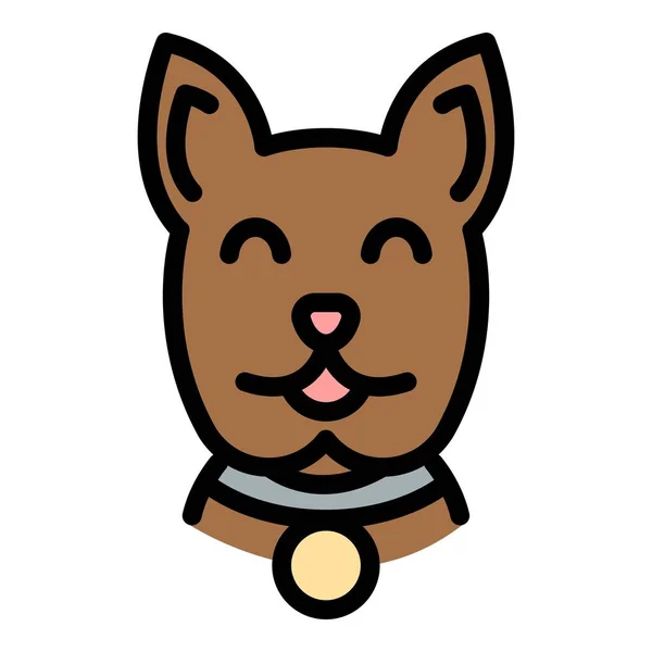 Cute cabeça do cão ícone cor contorno vetor —  Vetores de Stock