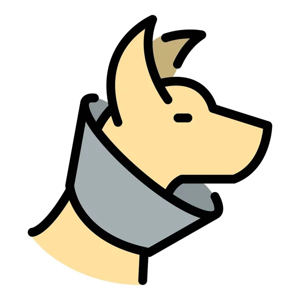 Pes kuželovitý chránit ikonu barva obrysu vektor — Stockový vektor