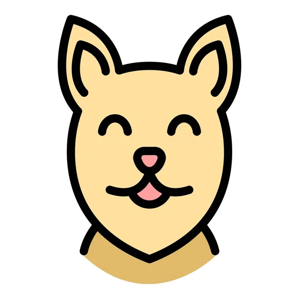 Feliz cão rosto ícone cor contorno vetor —  Vetores de Stock