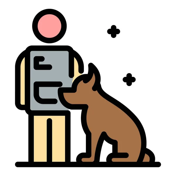 警犬训练图标颜色轮廓矢量 — 图库矢量图片