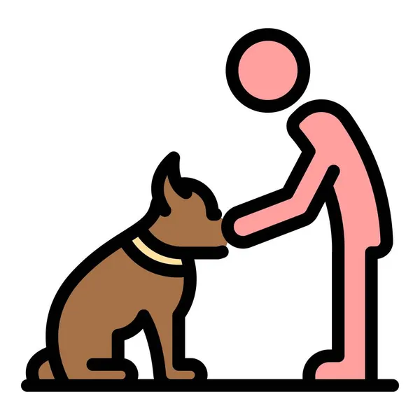 Kid hond training pictogram kleur omtrek vector — Stockvector