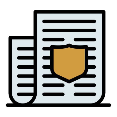 Polis belgesi kağıt simgesi renk ana hatları vektörü