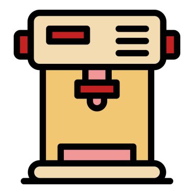 Kahve makinesi simgesi renk ana hatları vektörü