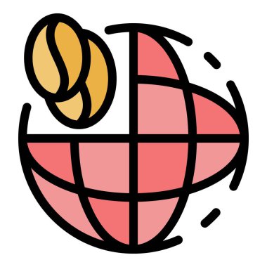 Genel kahve çekirdeği simgesi renk ana hatları vektörü