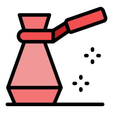 El kahve demliği simgesi renk ana hatları vektörü