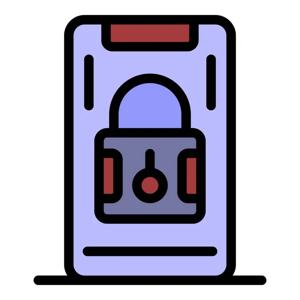 Zabezpieczony smartfon ikona kolor zarys wektor — Wektor stockowy