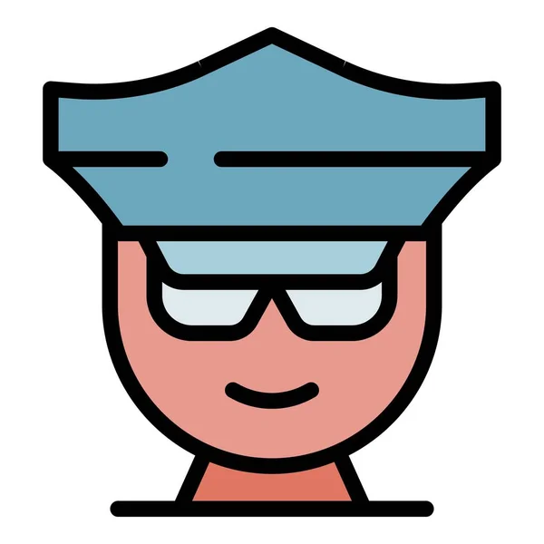 Polizist Avatar Symbol Farbe Umrissvektor — Stockvektor