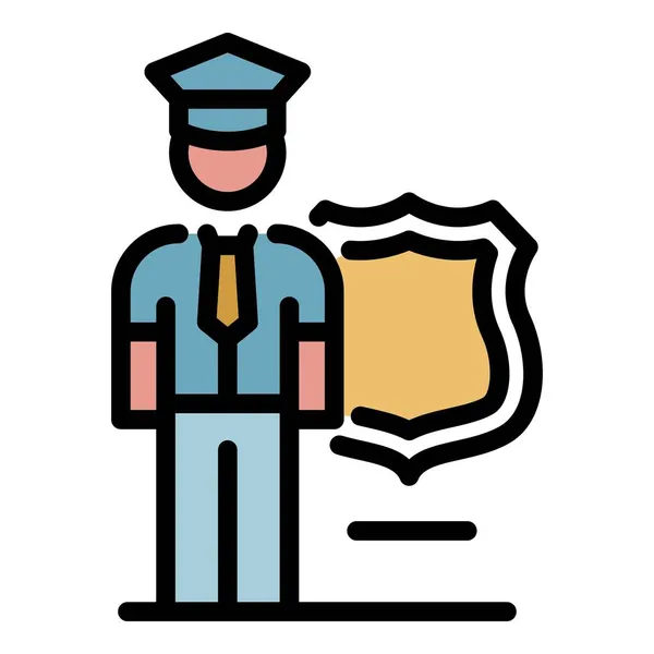 ( 영어 ) Policeman guard icon color outline vector — 스톡 벡터