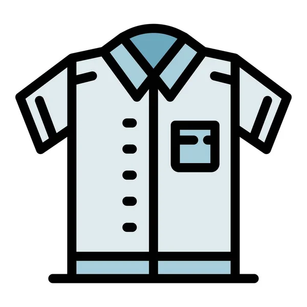 Polizist Hemd Symbol Farbe Umrissvektor — Stockvektor