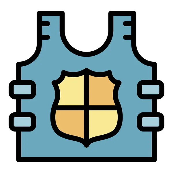 Policyjny kuloodporny ikona kolor zarys wektor — Wektor stockowy