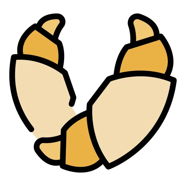 Frische Croissant-Symbol Farbe Umrissvektor — Stockvektor