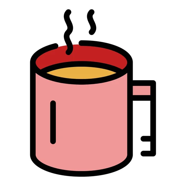 Caneca de café quente ícone cor contorno vetor —  Vetores de Stock