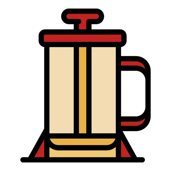 Verre à café presse icône couleur contour vecteur — Image vectorielle