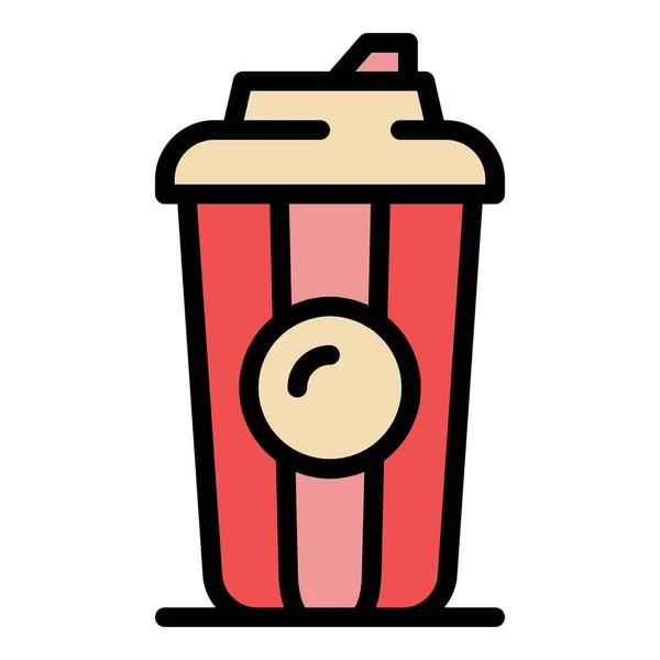 Papier Kaffeetasse Symbol Farbe Umrissvektor — Stockvektor
