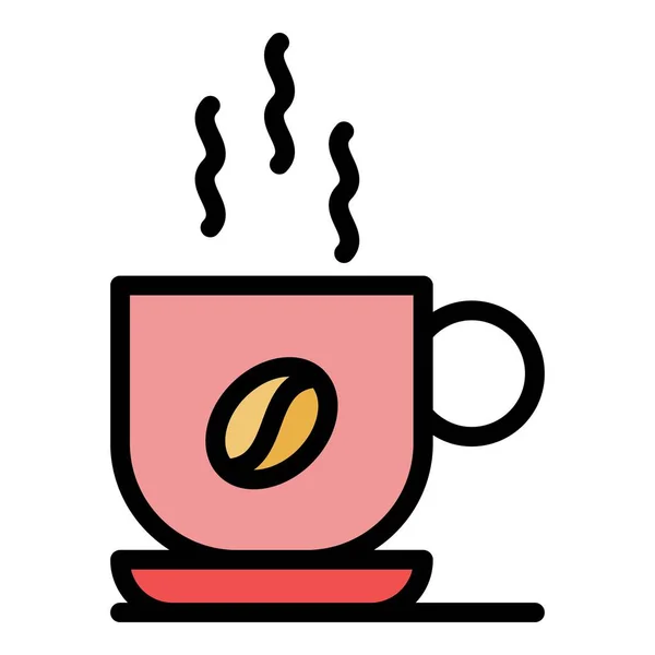 Heiße natürliche Kaffeetasse Symbol Farbe Umrissvektor — Stockvektor