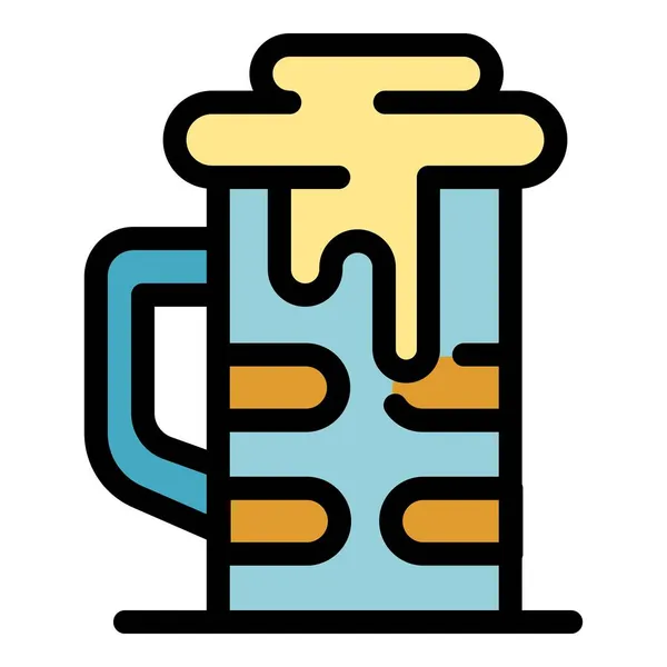 Tasse à bière icône couleur contour vecteur — Image vectorielle
