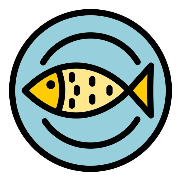 Вектор контура иконки рыбной плиты — стоковый вектор