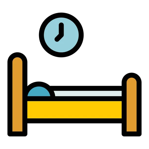 Vetor de contorno de cor ícone de tempo de cama — Vetor de Stock