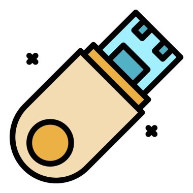 Flaş çubuk simgesi renk ana hatları vektörü