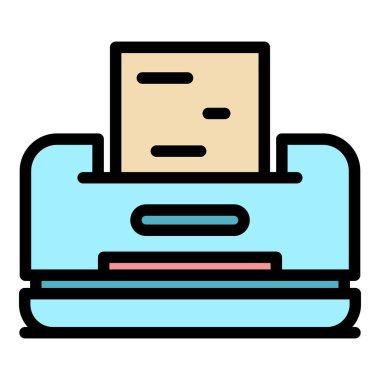 Ofis yazıcı simgesi renk ana hatları vektörü