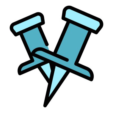 Ofis simgesi renk ana hatları vektörünü iğneledi