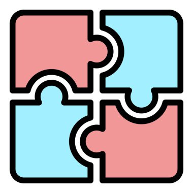 Bulmaca simgesi renk ana hatları vektörü