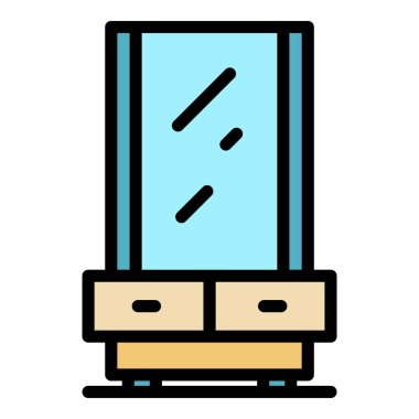 Ev giyinme odası simgesi renk ana hatları vektörü