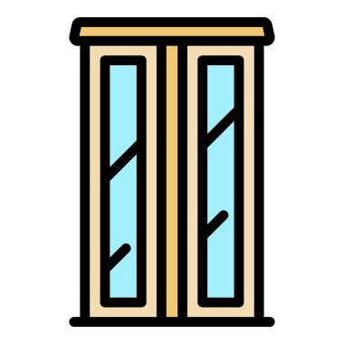 Giysi dolabı simgesi renk ana hatları vektörü