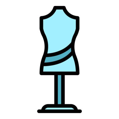 Manequin simgesi renk ana hatlı vektörü giyer