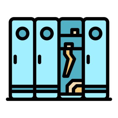 Spor soyunma odası simgesi renk ana hatları vektörü