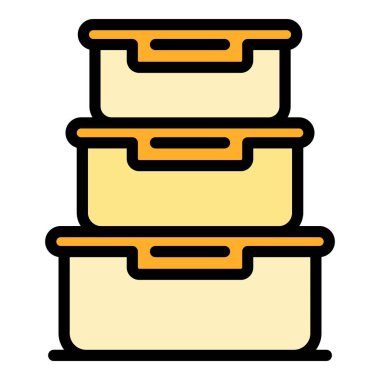 Yiyecek kapları simgesi renk ana hatları vektörü