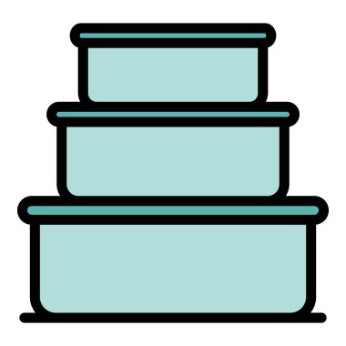 Gıda depolama kapları simgesi renk ana hatları vektörü