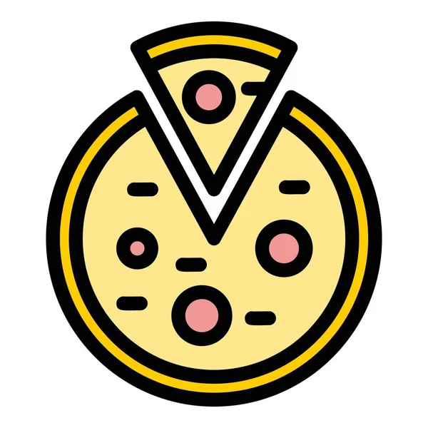 Цветовой вектор контура иконки пиццы — стоковый вектор