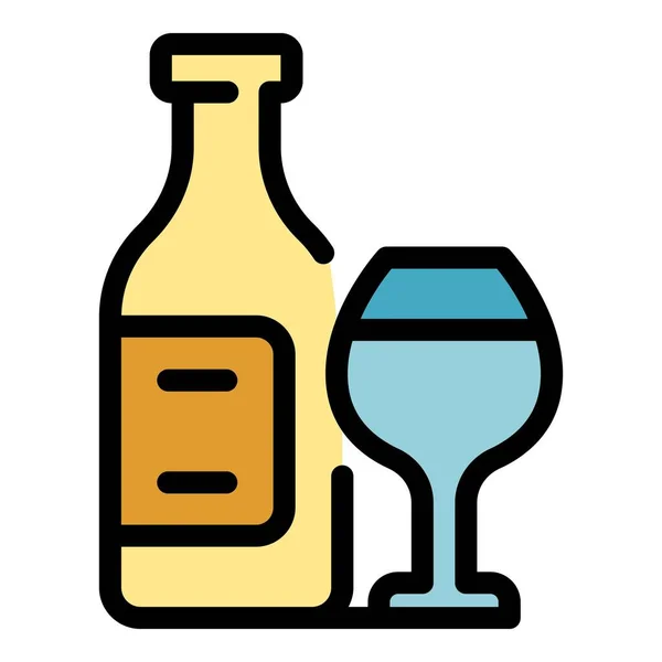 Alkoholgetränk-Symbol Farbumrissvektor — Stockvektor