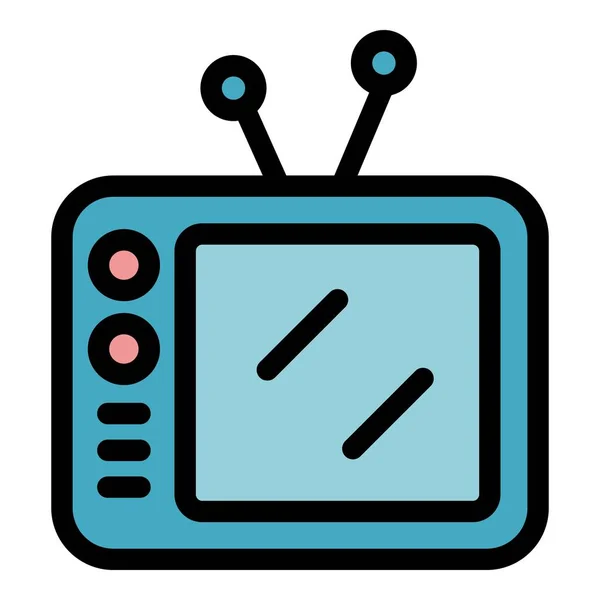 Tv habit icon color outline vector — Stock Vector