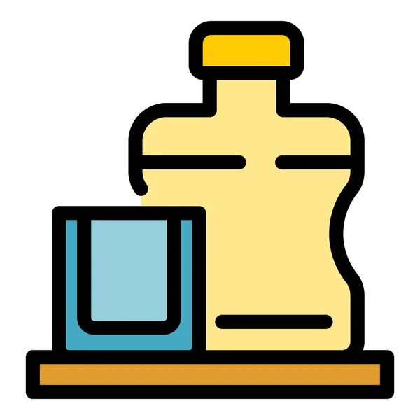 Whiskey Flasche Symbol Farbe Umrissvektor — Stockvektor