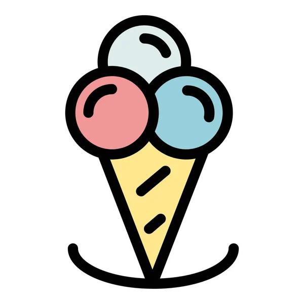 Cornet ice cream icon color outline vector — Stock Vector