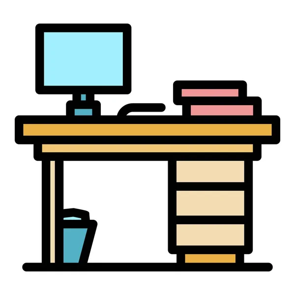 Office-Tabelle Symbol Farbe Umrissvektor — Stockvektor