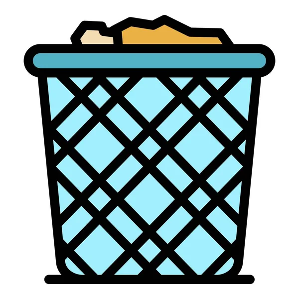 Ícone de lixo do escritório vetor de contorno de cor — Vetor de Stock