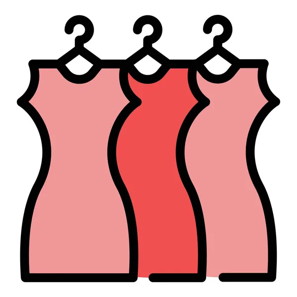 ドレッシングルームアイコンカラーアウトラインベクトルからドレス — ストックベクタ