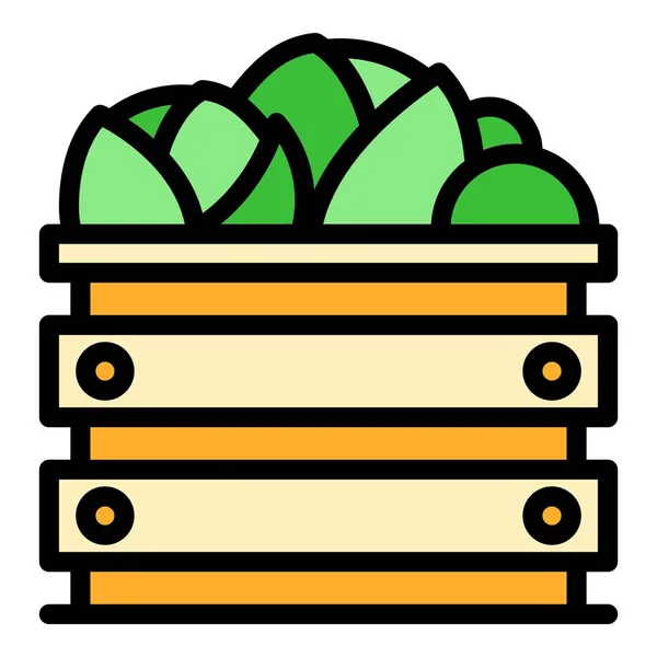 Gemüse Box Symbol Farbe Umrissvektor — Stockvektor