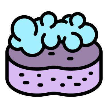 Sünger köpük simgesi renk ana hatları vektörü