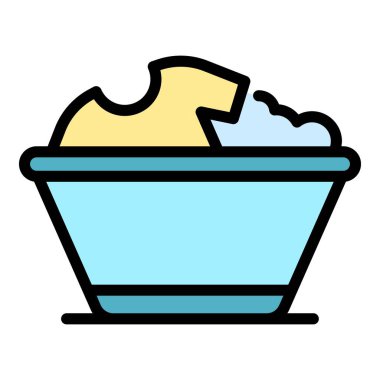 Giysi havza simgesi renk ana hatları vektörü