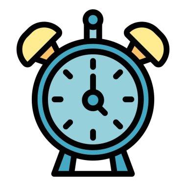 Yatak odası alarmı simgesi renk ana hatları vektörü