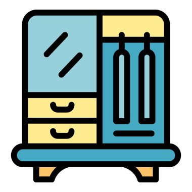 Yatak odası giysi ikonu renk ana hatları vektörü