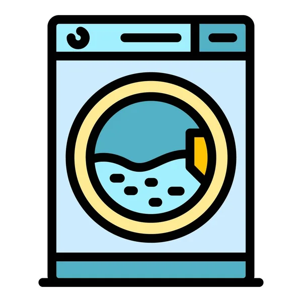 Laundry machine icon color outline vector — Stock Vector