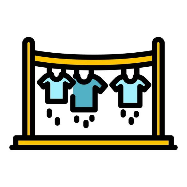 Roupa de secagem ícone cor contorno vetor —  Vetores de Stock
