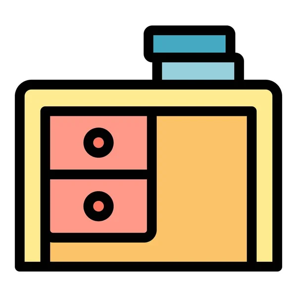 Camera da letto desktop icona colore contorno vettoriale — Vettoriale Stock