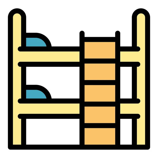Bedroom bunk bed icon color outline vector — Stock Vector